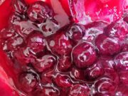 Close up shot of Blueberry sauce in pan.