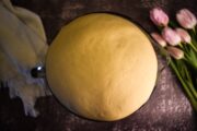 Dough that has doubled in bowl